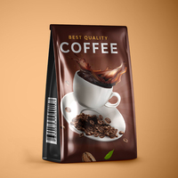 Sacs à café personnalisés avec logo, fond plat, en plastique, pour poudre de café, sacs à café blancs, fond plat, refermables, sacs à grains de café personnalisés