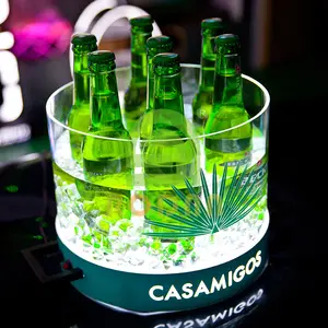 MingXin Barware led ice bucket acrylic CASA acrylic nightclub round shape beer ice bucket
