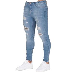Jeans bleus slim déchirés pour hommes, vente chaude - Product Image 2