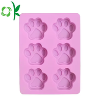 Moule en silicone OKSILICONE à 6 cavités en forme de patte pour la décoration de gâteaux, moule antiadhésif pour chocolat et bonbons, outils à glace réutilisables