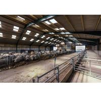 Abri pour chèvres surélevé en acier galvanisé moderne avec plancher à lattes, pour l'élevage de moutons