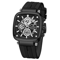 Jam Tangan Quartz Reward untuk Pria, Fashion Sport Chronograph Stopwatch, Desain Kotak Mewah dari Alloy, Jam Tangan Pria Terlaris