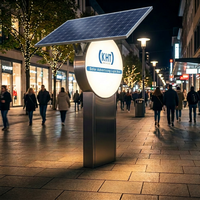 Boîte publicitaire solaire LED à installation facile, en alliage d'aluminium et acrylique, étanche aux UV, signalétique extérieure IP65, carrée, hors réseau, batterie 450Wh