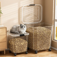 Seau de stockage pour aliments pour chats et chiens, en plastique PP injecté, hermétique, résistant à l'humidité, rectangulaire, grande capacité, durable, facile à nettoyer, pour animaux de compagnie