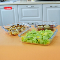 Vente chaude Plat à rôtir en verre borosilicate résistant à la chaleur Transparent Compatible micro-ondes Articles de cuisine de remplacement Vente en gros