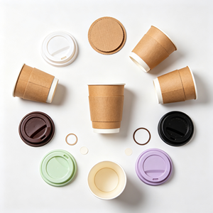 Gobelets à café en papier jetables avec couvercles, logo personnalisé imprimé, double paroi, gobelets à café en papier de qualité alimentaire pour boissons chaudes - Product Image 2