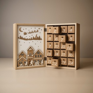 Caja de sellado magnético con calendario navideño de 24 días personalizado Logotipo de madera en relieve papel de materiales reciclados - Product Image 1