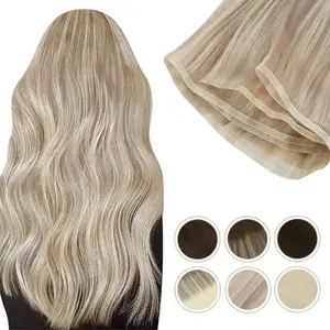 Full Shine 100% Real Hair Hand Made Human Flat Silk Weft Virgin Hair Extensions