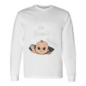 T-shirt à manches longues « Bébé à bord » avec motif bébé espion pour annonce de grossesse - Product Image 2