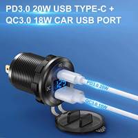 Boîtier en aluminium 12V 24V 54W Charge rapide QC 3.0 USB Type C PD 36W QC 3.0 18W Prise de chargeur de voiture à double port