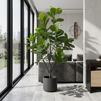 OH ARTS Ficus Lyrata Artificiel Grand Format à Toucher Réel, Multi-Tiges, Plante en Pot de Luxe pour Décoration d'Hôtel