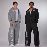 Fabricant de survêtements personnalisés : Ensemble de jogging réversible zippé, coupe courte et oversize, avec sweat à capuche imprimé à carreaux et pantalon de survêtement