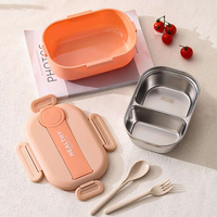 Boîte à lunch compartimentée en acier inoxydable SUS304 avec couvercle en plastique, compatible micro-ondes, pour enfants