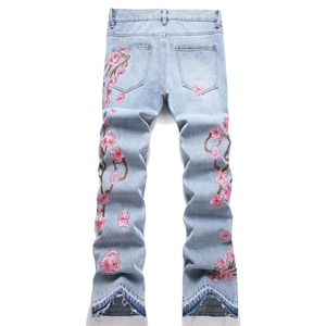Micro-Jeans blu prugna ricamato per giovani pantaloni utilitari stile High Street traspiranti e lavabili per la stagione primaverile - Product Image 3