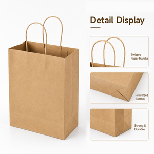 Eco-Friendly Reusable Kraft Paper Shopping Bags with Twisted Handles Self-Erecting Boxes for Business & Shopping Use Recyclable - Product Image 2