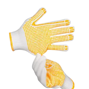Oem Custom Pvc Gestippelde Handschoenen Gele Arbeidsveiligheid Katoen Gebreide Handschoenen Voor Bouwwerkzaamheden