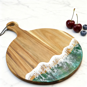 Cao Cấp Phong Cách Đại Dương Mô Hình Gỗ Keo & Nhựa Epoxy Bánh Pizza Hội Đồng Quản Trị Pho Mát Bánh Mì Cắt Hội Đồng Quản Trị Phục Vụ Hội Đồng Quản Trị Với Xử Lý - Product Image 1