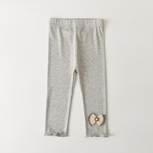 Leggings Estivi Sottili in Cotone e Rayon Stampati <span class=keywords><strong>per</strong></span> Bambine, <span class=keywords><strong>Pantaloni</strong></span> Casual con Elastico in Vita e Bordo Arricciato - Product Image 3