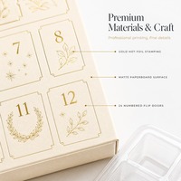 Boîte de calendrier de l'avent en papier rigide, compte à rebours de Noël de 24 jours, insert en plastique transparent, emballage cadeau vide, impression personnalisée