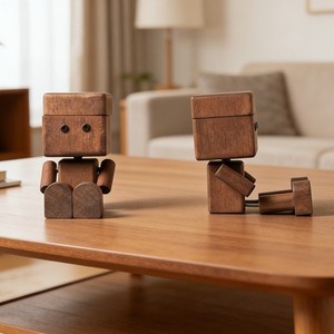 Solid Wood Robot Car Aromatherapy Ornament Decorative Desktop Clip Vent Freshener Lavender Cologne Marine Jasmine Lemon - Product Image 3