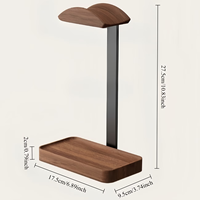 Support pour casque en bois de noyer, base antidérapante, capacité de charge stable, adapté à la plupart des modèles de casques, support en bois