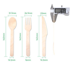 Wholesale <strong>Personalized</strong> 140mm/16cm Luxury Cutlery Set Compostable Biodegradable Disposable Wooden Spoon <strong>Fork</strong> Knife for Parties - Product Image 2