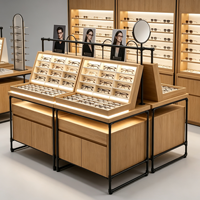 Vitrine en bois pour lunettes de vue et de soleil avec miroir intégré pour magasin d'optique, centre commercial ou kiosque de vente au détail