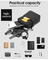 NOUVEAU Mini sac bandoulière, petit sac à l'épaule, porte-passeport de voyage, pochette messager unisexe avec prise casque