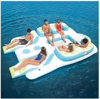 Île flottante tropicale Tahiti pour 6 personnes, île flottante gonflable Tahiti tropicale, flotteur de piscine pouvant accueillir 6 personnes