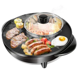 Factory Electric Indoor Bbq Grill Pan Bbq Electric Grills Hot Pot Multi-function Electric Smokeless Bbq Grill Plate Griddle