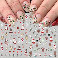Ensemble de 9 autocollants pour ongles de Noël, dessins animés 3D, flocons de neige, flocons de neige rouges, Père Noël, autocollants pour ongles ultra-fins sans couture, pas cher