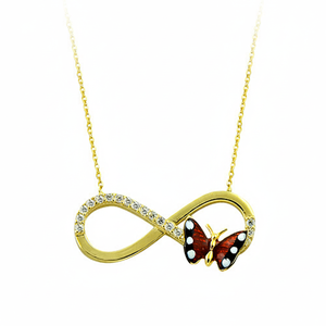 14K สร้อยคอทองอินฟินิตี้ทรงผีเสื้อสุดสวยสร้อยคอรูปสัตว์เครื่องประดับสำหรับผู้หญิงทำจากไก่งวง - Product Image 2