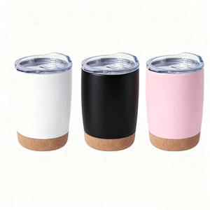 Gobelet isotherme en acier inoxydable noir avec base en liège, double paroi sous vide, pour café et eau - Product Image 4