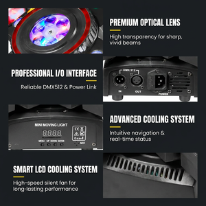 Mini Cabeza Móvil LED de 4 Brazos con Patrones, 100W RGBW, Láser de Haz, Estroboscópico, DMX512, Iluminación de Escenario para <span class=keywords><strong>DJ</strong></span> Profesionales y Eventos de Club - Product Image 2