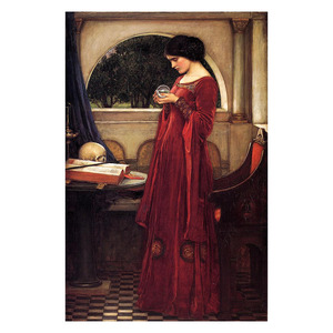 Cuadro de Pintura al Óleo Pre-Raphaelita de 1902, Bola de Cristal sobre Lienzo, Pintado a Mano, Arte de Pared para Sala de Estar, Decoración de Hotel - Product Image 1