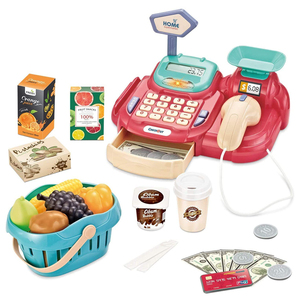 26 Pcs <strong>Children</strong> Girls Toys Supermarket Pretend Play Shopping Money Toy for Kids, with Scanner <strong>Till</strong> Cash Register Toy - Product Image 1