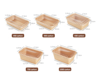 Boîte à nourriture rapide en papier kraft écologique, imperméable, micro-ondable, avec couvercle transparent, pour emballages de sushis et de desserts, assiettes jetables