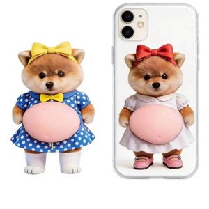 Ornement 3D souple sérigraphié imperméable, motif chat Kawaii, chien Mochi à pincer, jouet autocollant drôle pour décoration de voiture - Product Image 4