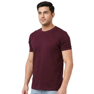 T-shirt basique pour homme en coton 100% de haute qualité, étiquette de col privée, col rond, vente en gros - Product Image 1
