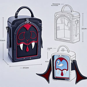 Style d'horreur gothique personnalisé Toussaint chauve-souris vampire Ita sac avec fenêtre transparente Itabag - Product Image 5
