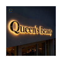 Panneau publicitaire décoratif étanche pour intérieur, bureau, hôtel, enseigne personnalisée avec logo, enseigne de magasin, enseigne de devanture de magasin, enseigne lumineuse LED 3D dorée pour extérieur