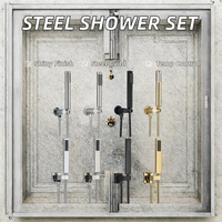 Pommeau de douche carré en acier inoxydable chromé poli, tuyau de douche de 150 cm, robinet de douche mural moderne, accessoires de pulvérisation