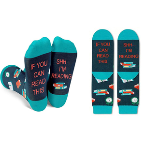 Chaussettes <span class=keywords><strong>de</strong></span> livre <span class=keywords><strong>de</strong></span> bibliothèque personnalisées-Chaussettes Crew bleu sarcelle pour lecteurs Citation drôle Chaussettes <span class=keywords><strong>de</strong></span> cheville pour les amoureux des livres Cadeau pour les bibliothécaires - Product Image 2