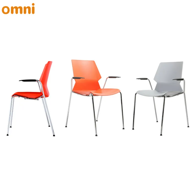 MS02F Modern pp seat plastic pdining/meeting/conference room chairs with arm and metal legs/bases