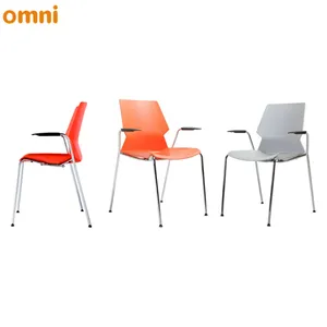 MS02F Moderne Pp Zetel Plastic Pdining/Bijeenkomst/Conferentieruimte Stoelen Met Arm En Metalen Poten/Bases