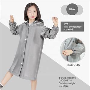 معطف واق من المطر رمادي اللون أكثر سمكًا وقابل لإعادة الاستخدام، سترة بونشو للأطفال من الأولاد والبنات - Product Image 2