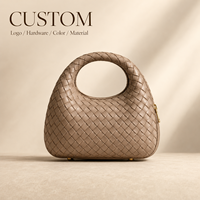 Sac à main mini en cuir véritable tissé, personnalisé avec logo du fabricant, style luxe discret, pour femme, idéal pour les week-ends