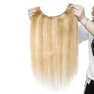 Extensiones de Cabello Halo Rubio Claro, Cabello Humano Virgen Remy, Extensiones de Cabello Halo Invisibles, Color Natural, Cómodas para Uso Diario - Product Image 3