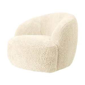 Sillón Giratorio Tapizado en Piel de Oveja <span class=keywords><strong>Luisa</strong></span> de HDC Luxurious, Sillón de Salón Hecho a Mano con Piel de Oveja para el Hogar, Hotel, Casa de Campo - Product Image 4