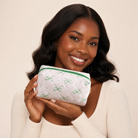 Sac cosmétique matelassé personnalisé avec logo, 23x11x11CM, trousse de maquillage, sac de toilette de voyage à imprimé floral tendance